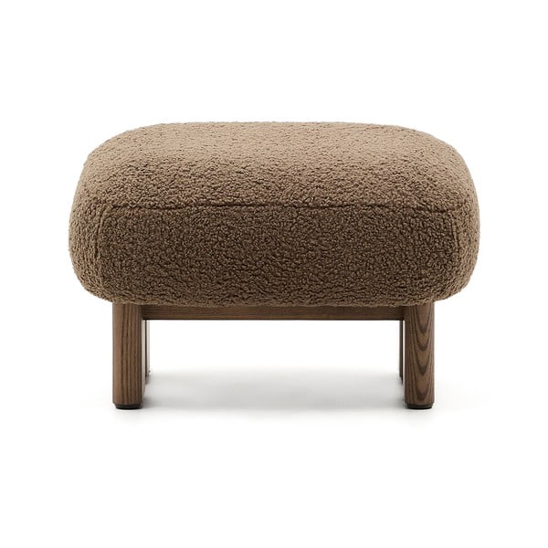Brązowy podnóżek z materiału bouclé Nema – Kave Home