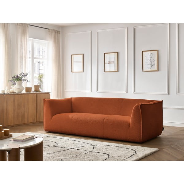 Pomarańczowa sofa z materiału bouclé 242 cm Giorgia – Bobochic Paris-image-1
