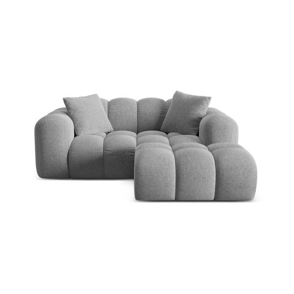 Jasnoszary narożnik z tkaniny szenilowej (prawostronny/z szezlongiem) Treno – Cosmopolitan Design