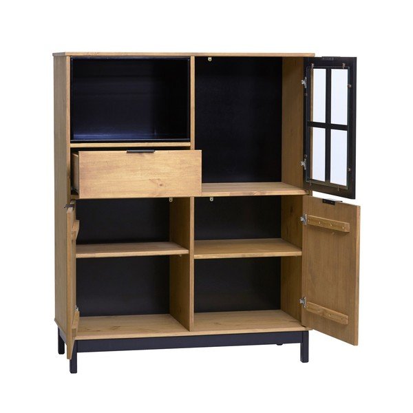Brązowo-czarna komoda z litego drewna sosnowego Marckeric Denise, wys. 120 cm-image-3