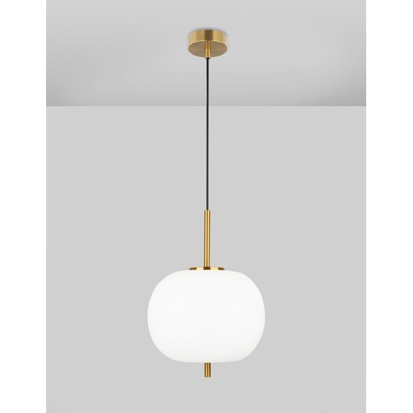 Biała/w kolorze mosiądzu szklana lampa wisząca ø 30 cm Lato – Nova Luce-image-1
