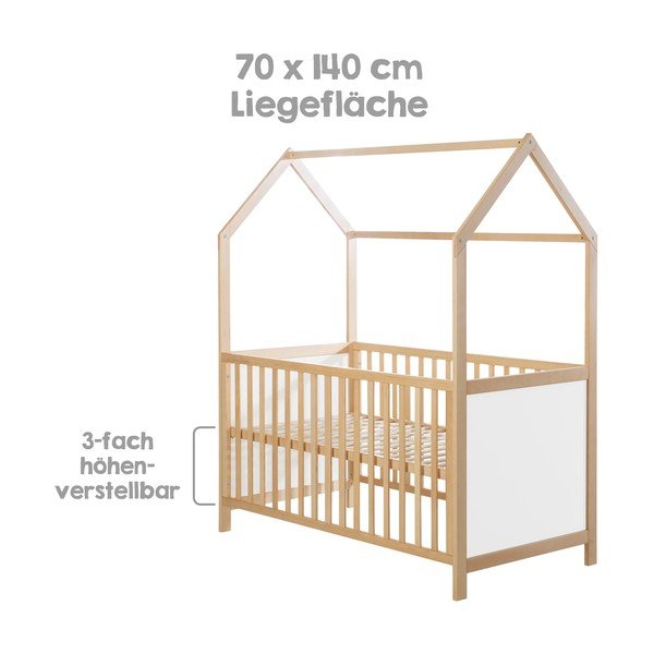 Biało-naturalne łóżeczko 70x140 cm – Roba-image-3