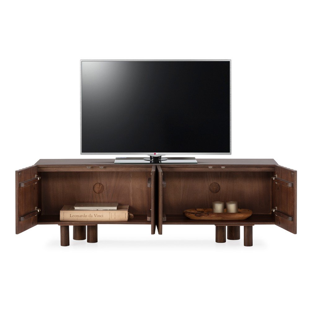 Brązowa szafka pod TV z litego drewna mango 160x55x40 cm Tamira – MOME (zdjęcie 6)