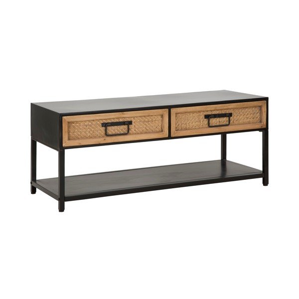 Czarno-naturalna metalowa szafka pod TV 95x38x38 cm Hanoi – Mauro Ferretti-image-2