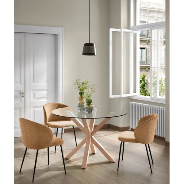 Musztardowy tapicerowany fotel jadalniany Minna – Kave Home-image-1