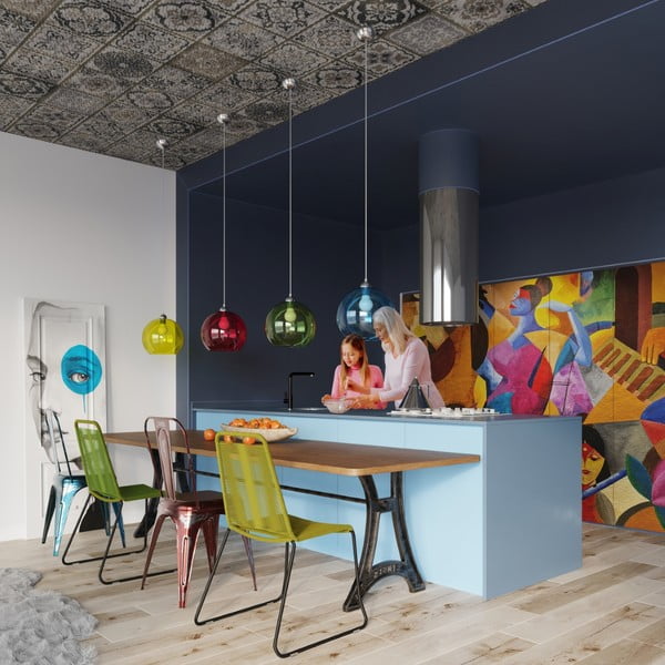 Zielona lampa wisząca z szklanym kloszem ø 30 cm Bilbao – Sollux-image-4