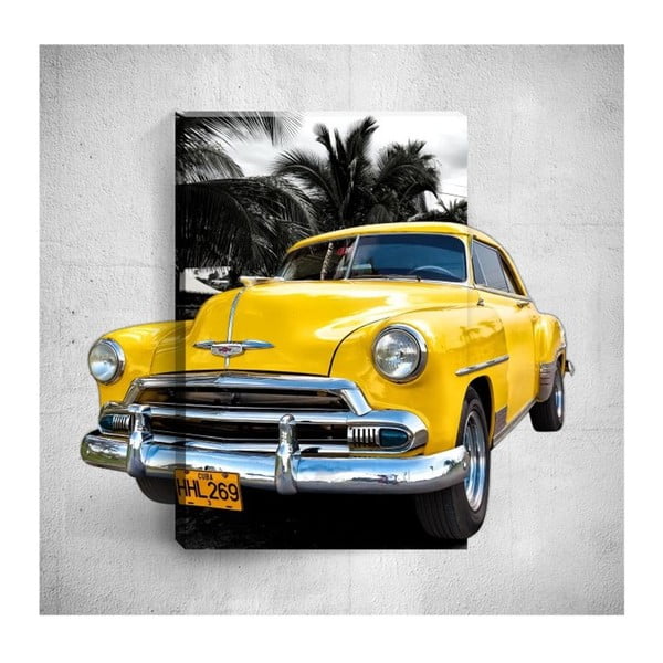 Obraz 3D Mosticx Yellow Retro Car, 40x60 cm