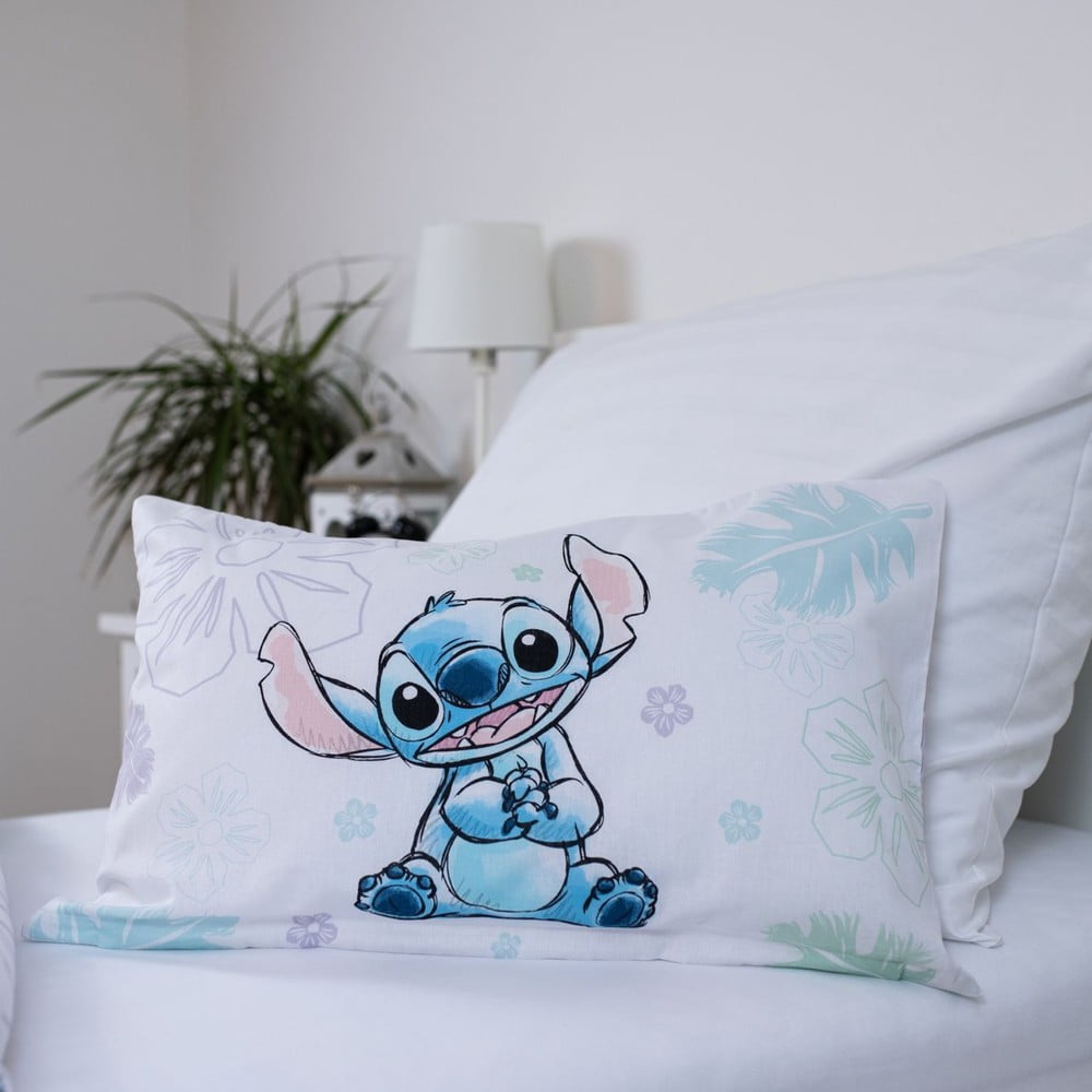 Biała bawełniana pościel dziecięca do łóżeczka 100x135 cm Lilo and Stitch "Ohana White" – Jerry Fabrics (zdjęcie 4)