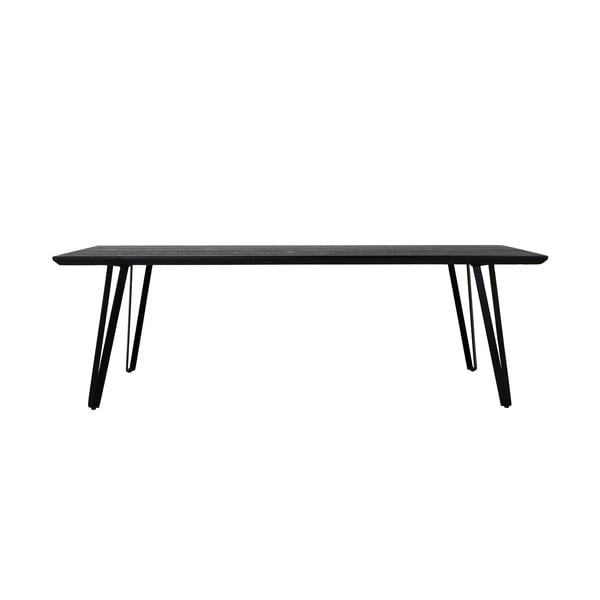 Czarny stół z blatem z drewna dębowego 100x240 cm Mylau – Light & Living
