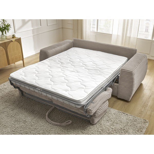 Szarobrązowa sztruksowa rozkładana sofa do spania 240 cm Hugo – Bobochic Paris-image-1