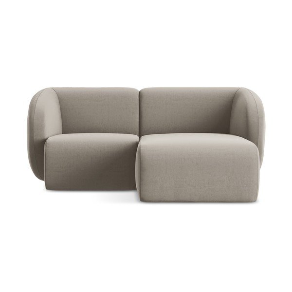 Jasnobrązowy aksamitny narożnik (prawostronny/z szezlongiem) Lani – Makamii