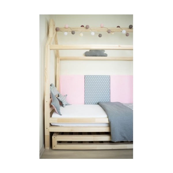 Różowe łóżko dziecięce z drewna świerkowego Benlemi Happy, 90x200 cm-image-3