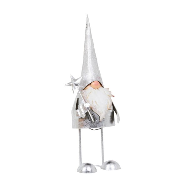 Dekoracja Archipelago Silver Bouncing Long Hat Santa, 33 cm