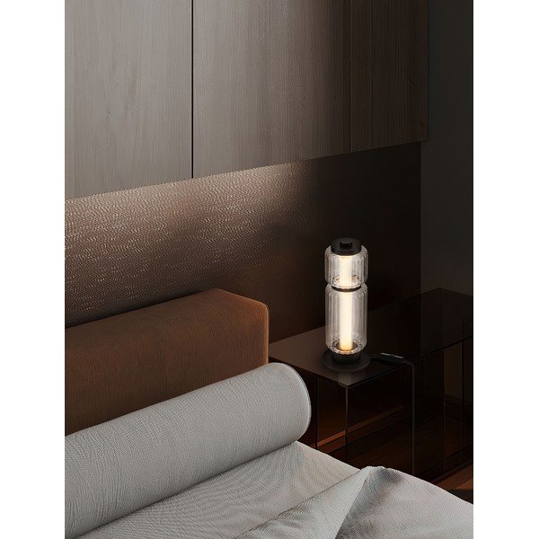 Szklana lampa stołowa LED w kolorze matowej czerni (wysokość 39 cm) Liesa – Nova Luce-image-1