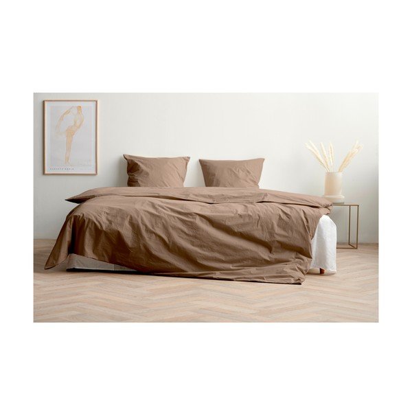 Brązowa pościel dwuosobowa z perkalu bawełnianego 200x220 cm Crisp – Södahl-image-3