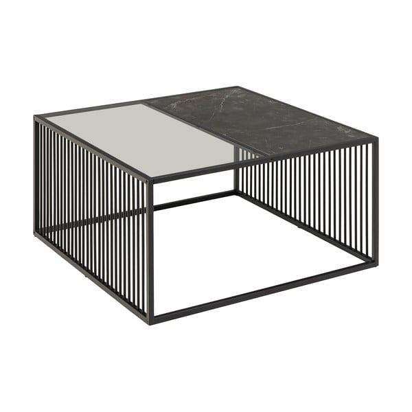 Czarny stolik ze szklanym blatem 80x80 cm Strington – Actona-image-4