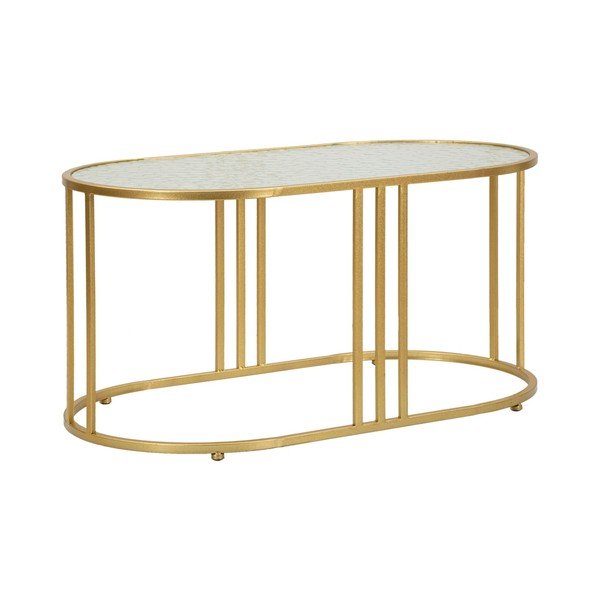 Stolik w biało-złotym kolorze ze szklanym blatem 50x90 cm Antalia – Mauro Ferretti