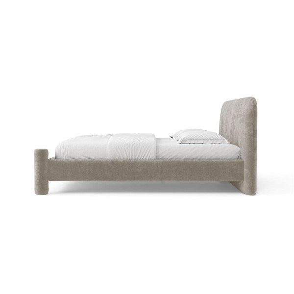 Beżowe tapicerowane łóżko dwuosobowe ze stelażem 180x200 cm Vera – Micadoni -image-3