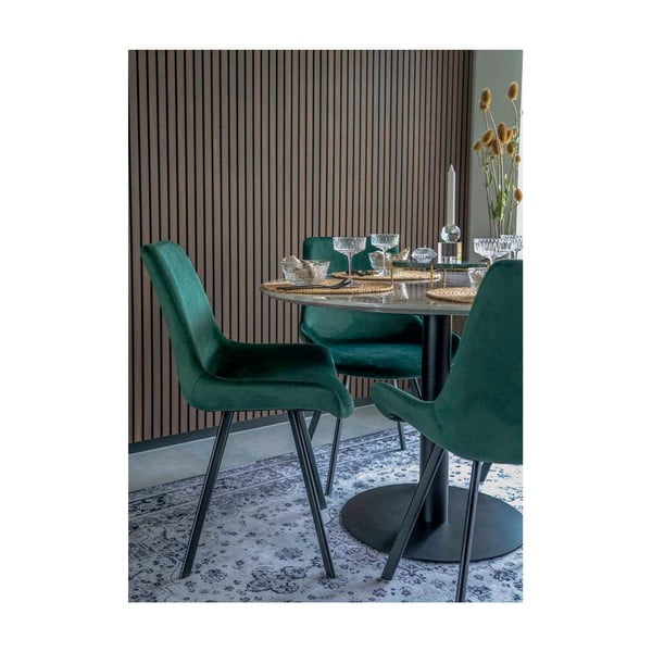Okrągły stół z blatem w dekorze marmuru ø 110 cm Bolzano – House Nordic-image-2