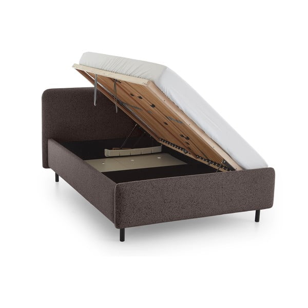 Antracytowe tapicerowane łóżko dwuosobowe ze schowkiem ze stelażem 140x200 cm Primo – Meise Möbel-image-3