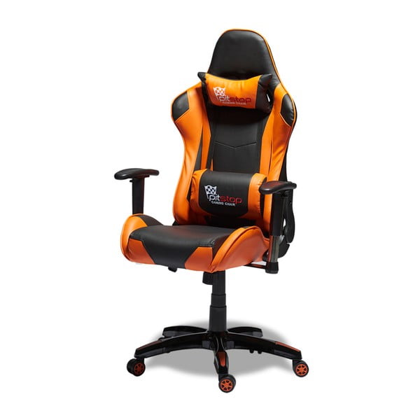 Czarno-pomarańczowe krzesło biurowe Knuds Gaming
