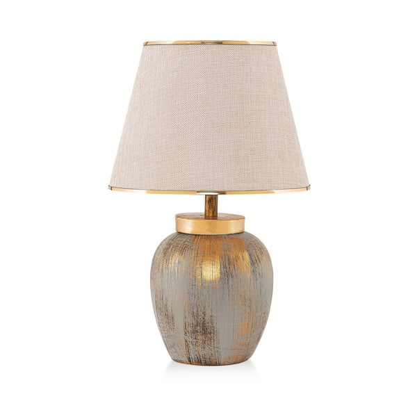 Kremowa/w kolorze złota lampa stołowa z tekstylnym kloszem (wysokość 47 cm) Yakamoz – Opviq lights-image-2