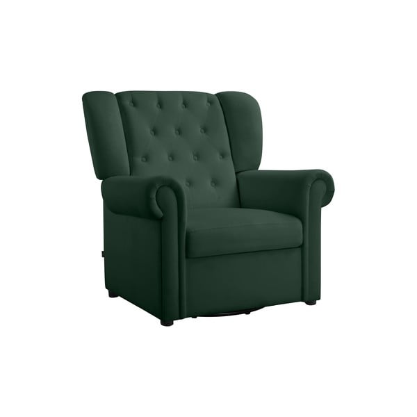 Zielony aksamitny fotel bujany typu chesterfield Lillyse – Støraa