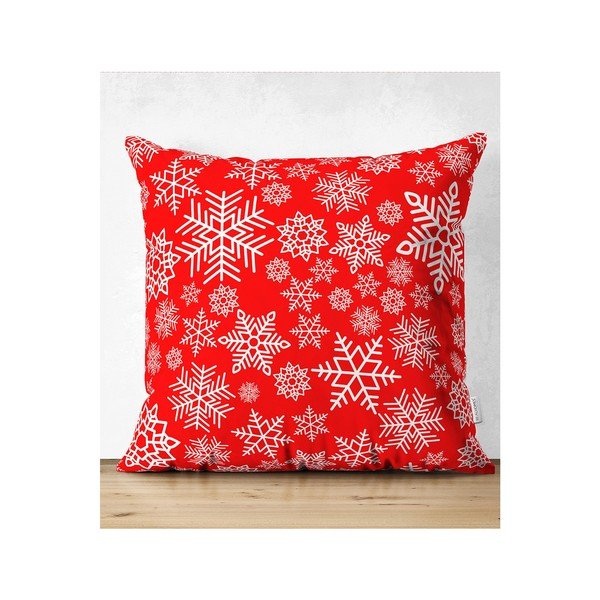 Zestaw 4 świątecznych poszewek na poduszki i bieżnika Minimalist Cushion Covers Red Snowflake-image-2