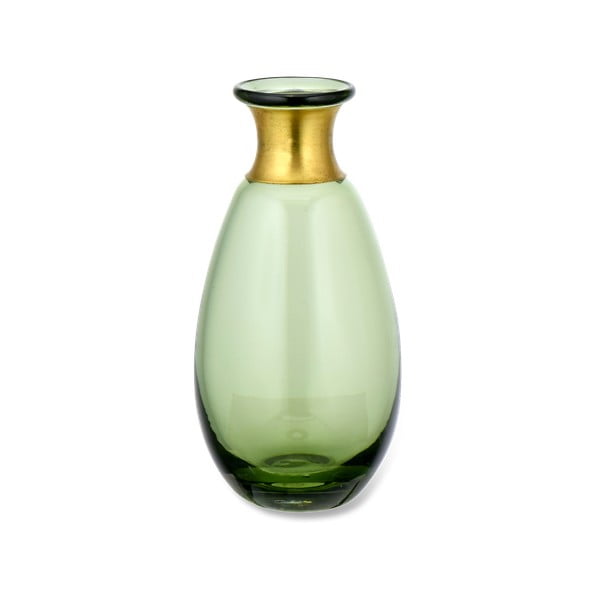 Zielony szklany wazon Nkuku Miza, wys. 14 cm