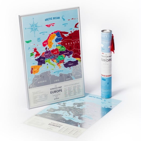 Mapa Europy zdrapka Travel Map of the Europe Silver, 60x40 cm