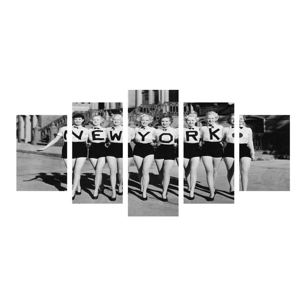 Wieloczęściowy obraz Black&White NY Girls, 100x50 cm