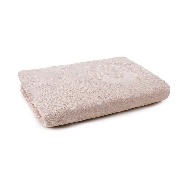 Beżowy adamaszkowy zestaw narzuty na łóżko i poszewki na poduszkę 240x260 cm Beste – Mijolnir-image-2