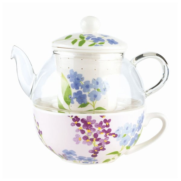 Zestaw do herbaty Flower, czajnik i kubek