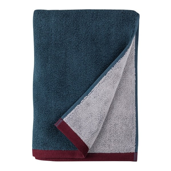 Ciemnoniebiesko-szary ręcznik kąpielowy z bawełny organicznej frotte 70x133 cm Soft – Mette Ditmer Denmark