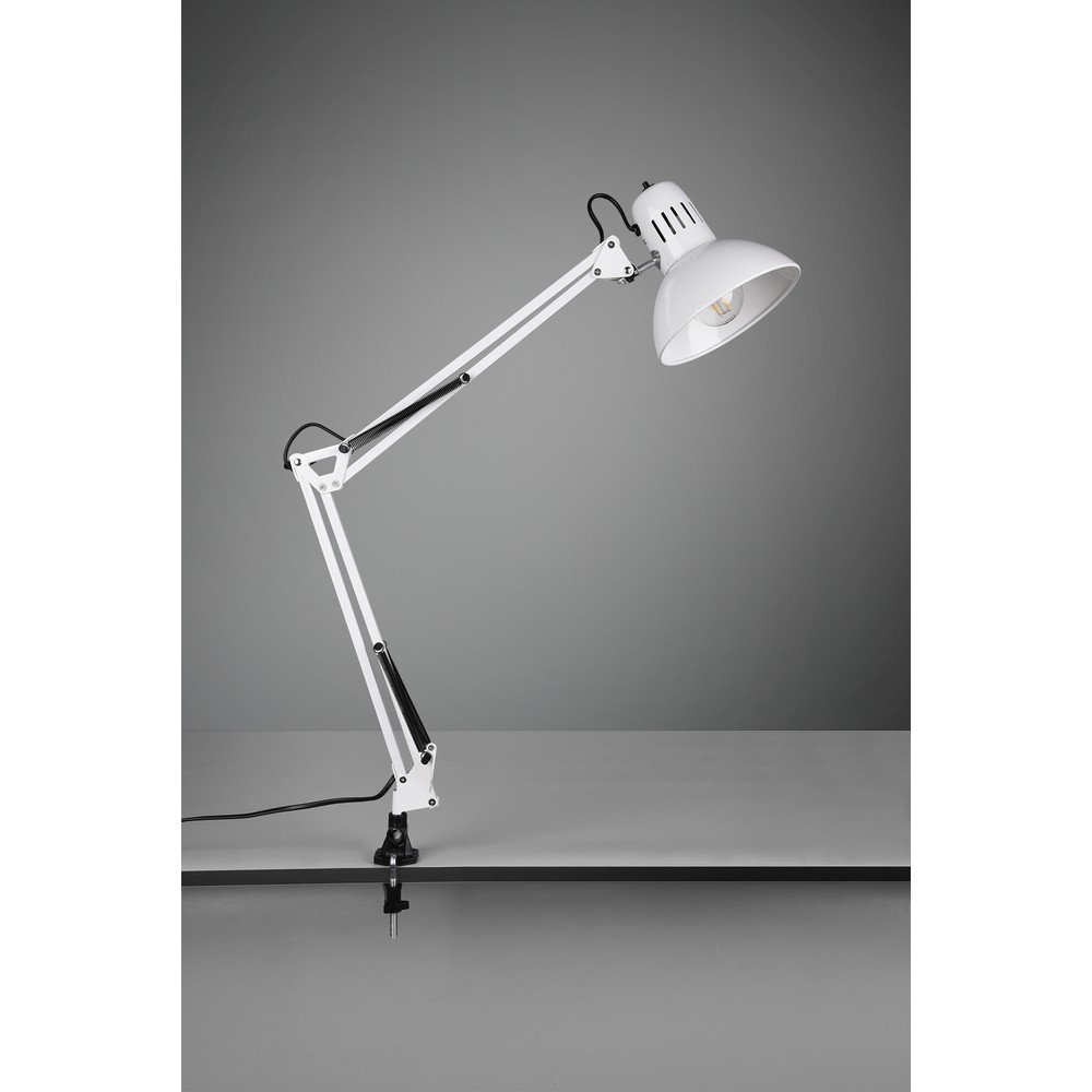 Biała lampa stołowa z elastyczną konstrukcją/z klipsem (wysokość 73,5 cm) Tajo – Trio (zdjęcie 6)