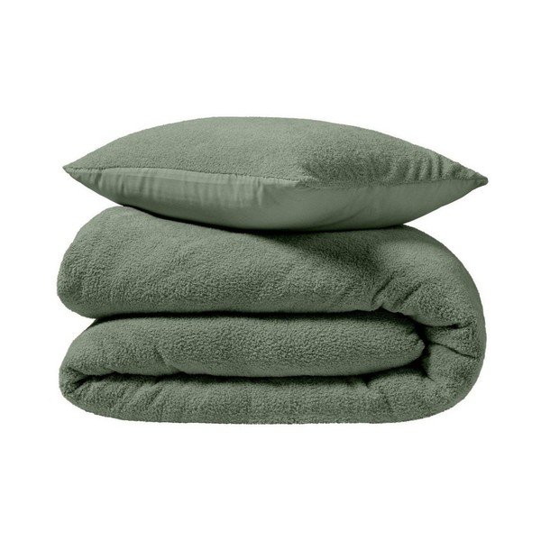 Zielona pościel dwuosobowa z mikropluszu 240x220 cm Helena – douceur d'intérieur