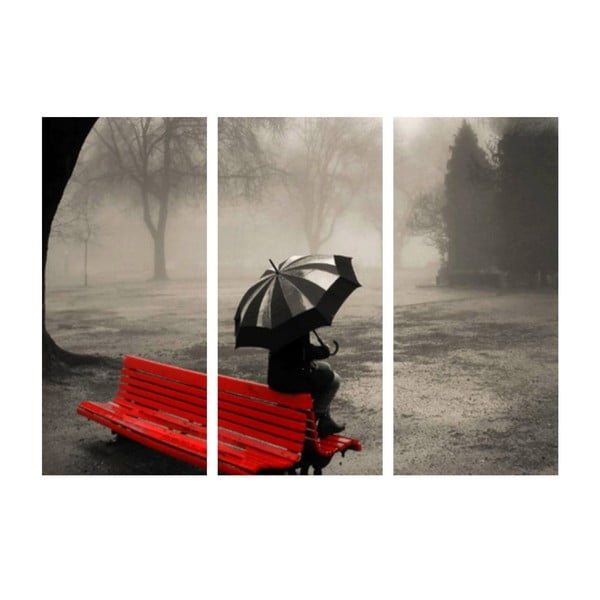 Trzyczęściowy obraz Samota w deszczu