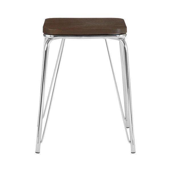 Stołek z litego drewna wiązu w kolorze srebra/w naturalnym kolorze District – Premier Housewares-image-2