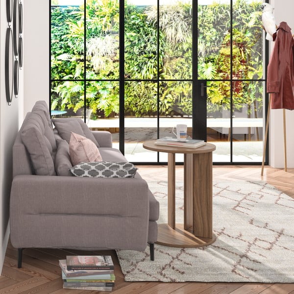 Okrągły stolik z blatem w dekorze drewna orzechowego ø 50 cm Nora – TemaHome-image-1