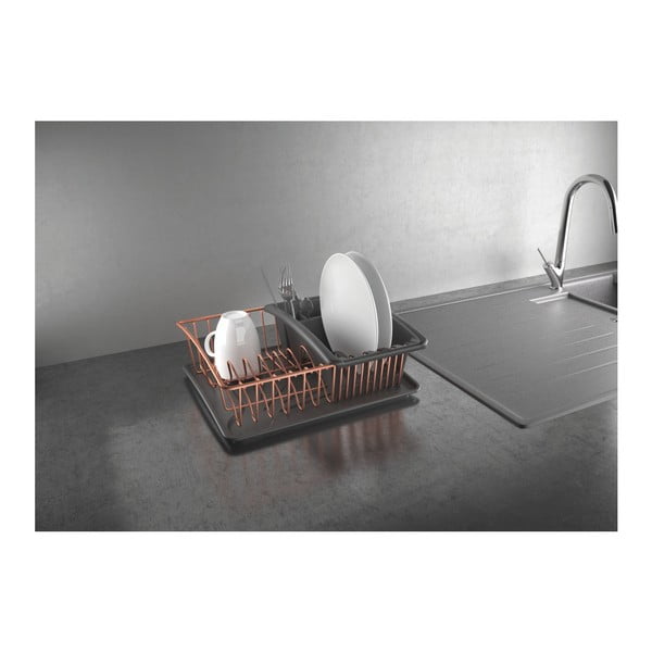 Ociekacz do naczyń w kolorze miedzi z podkładką Metaltex-image-4