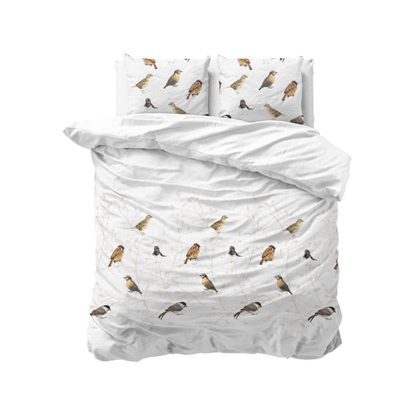 Pościel dwuosobowa z domieszką bawełny Sleeptime Birdy, 200x220 cm