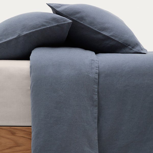 Szaroniebieska pościel dwuosobowa z mieszanki lnu 260x240 cm Simmel – Kave Home-image-2