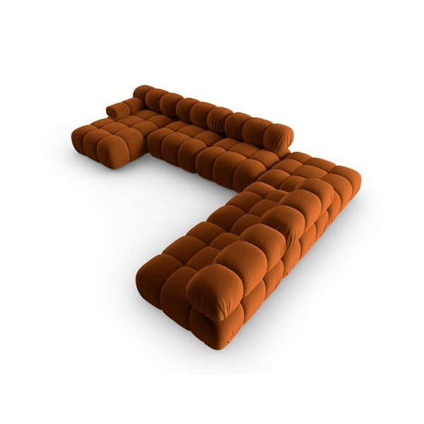 Pomarańczowa aksamitna sofa 379 cm Bellis – Micadoni Home-image-4