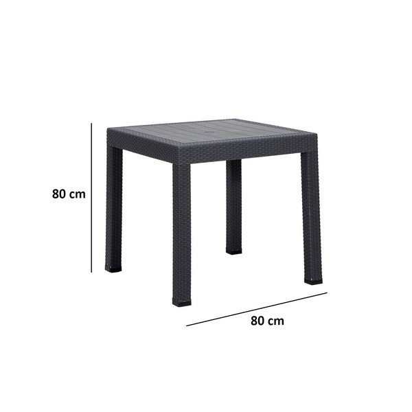 Plastikowy stół ogrodowy 80x80 cm Rattan – Floriane Garden-image-2