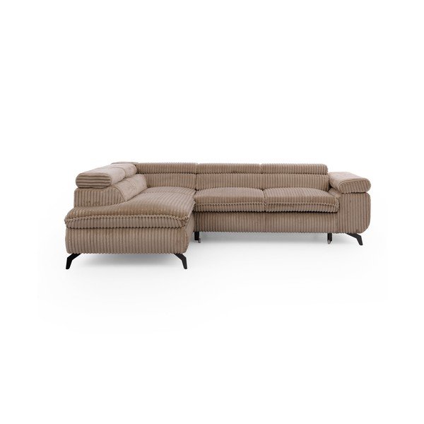 Brązowy sztruksowy narożnik (lewostronny/w kształcie litery L) Marbeya  – Ropez