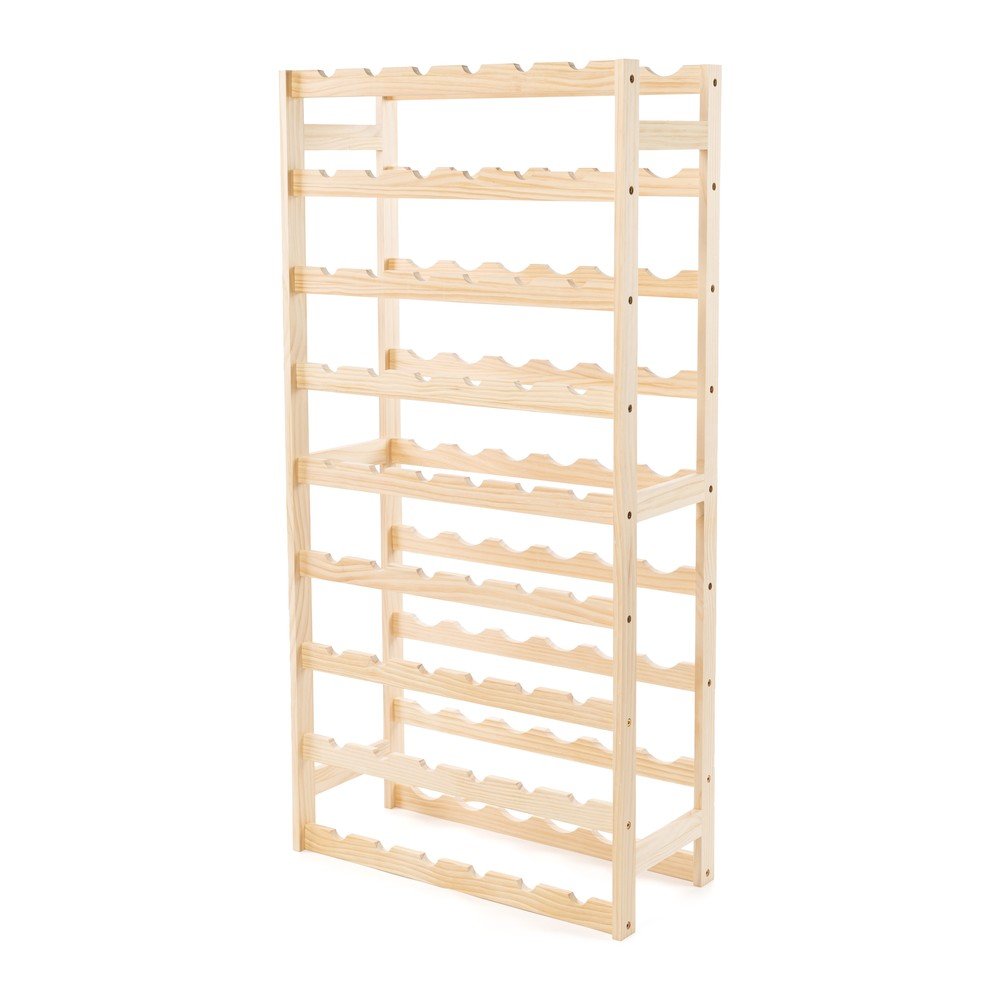 Regał na wino z litego drewna sosnowego w naturalnym kolorze liczba butelek 54 60x121x27 cm Luana – Compactor