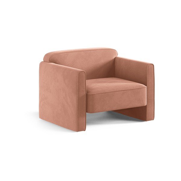 Różowy aksamitny fotel Abby – Micadoni 