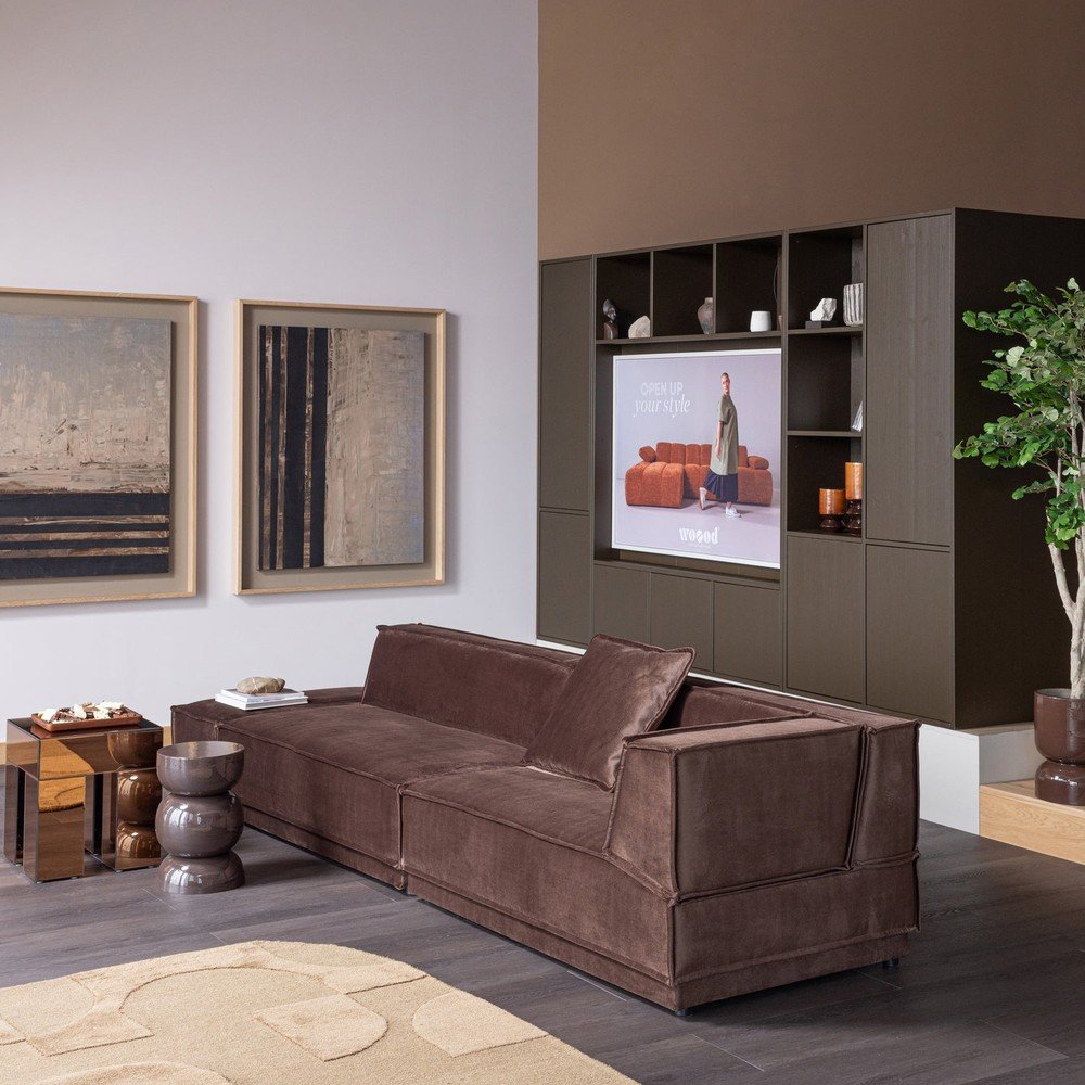 Ciemnobrązowa szafka modułowa z litego drewna sosnowego 55x215 cm Meggy – WOOOD (zdjęcie 5)