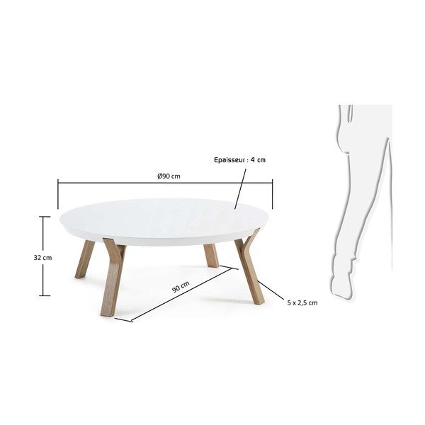 Biały stolik Kave Home Solid, ø 90 cm-image-2
