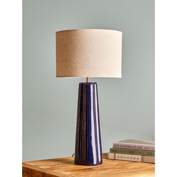 Niebieska/kremowa metalowa lampa stołowa z tekstylnym kloszem (wysokość 61 cm) Cornelie – Bloomingville-image-2
